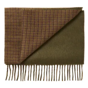 Khaki & Brown Houndstooth Double-Sided Cashmere Scarf