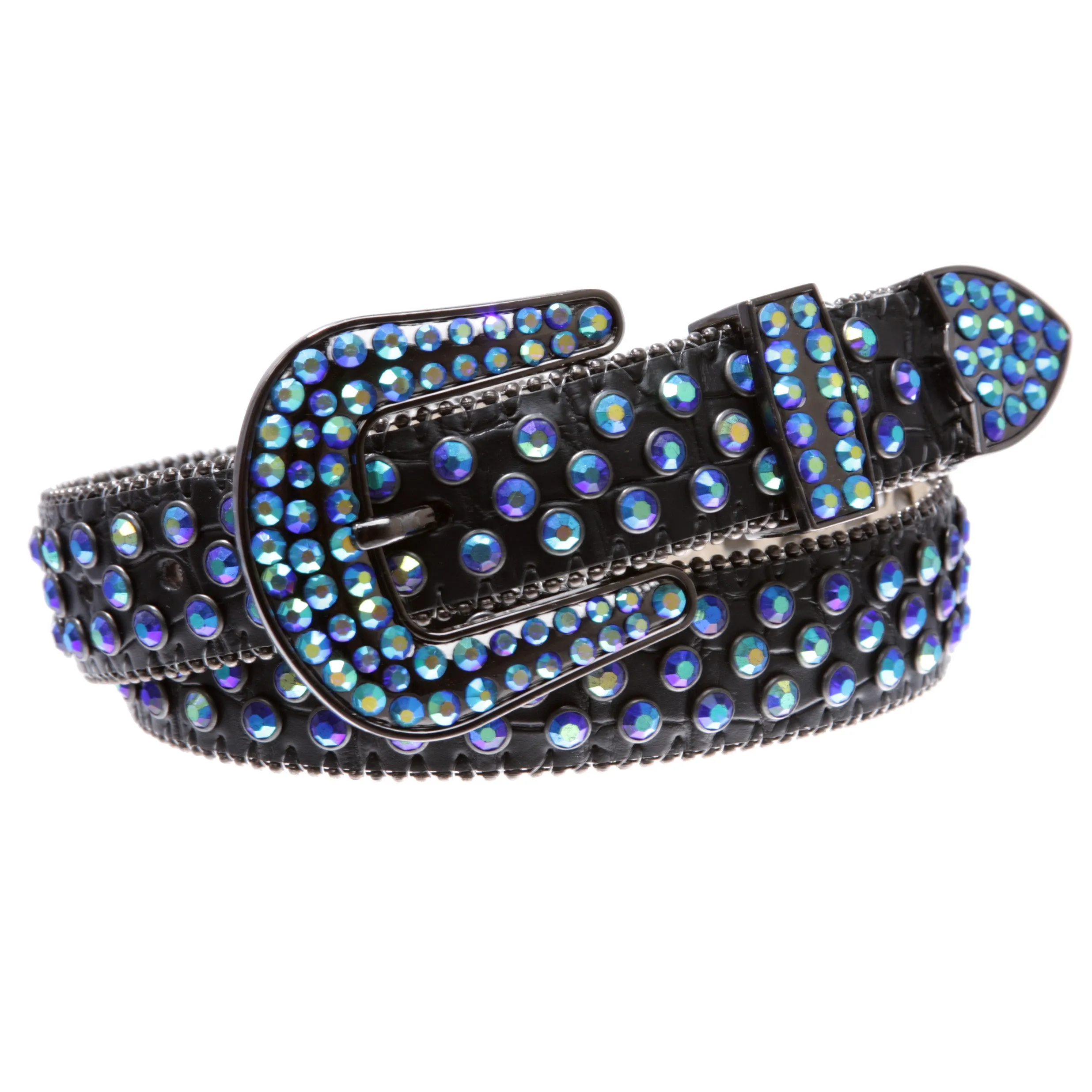 Kids Cowboy Cowgirl Classic Western Rhinestone Bling Studded Diamond Leather Belt