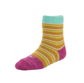 Kids - Pinstripes Organic Cotton Crew Socks - Marigold