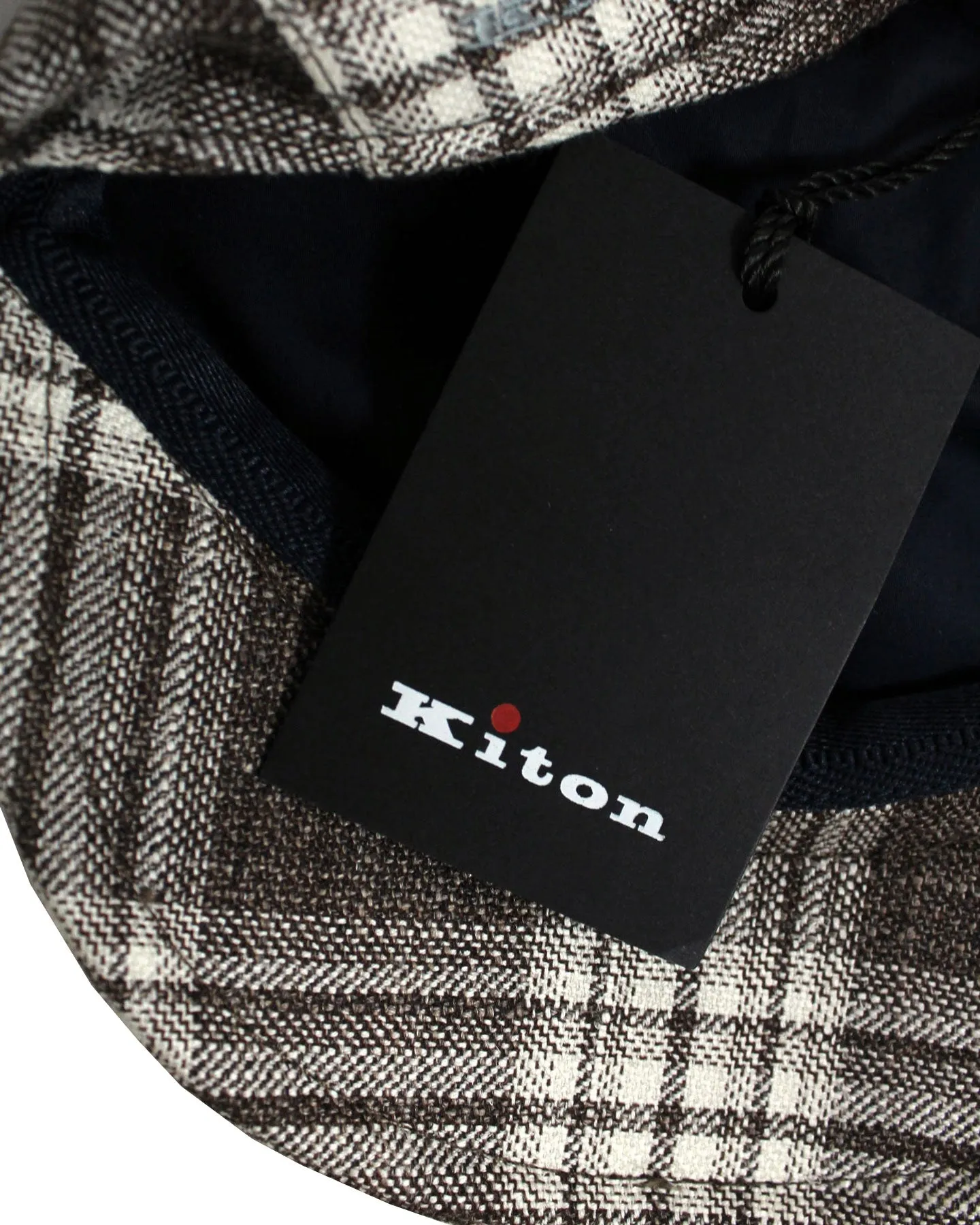 Kiton Flat Cap Cashmere Wool Brown White Plaid Form Beret