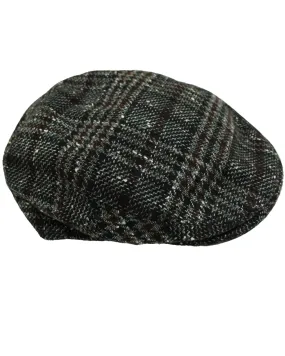 Kiton Flat Cap Cashmere Wool Dark Gray Brown Plaid SALE