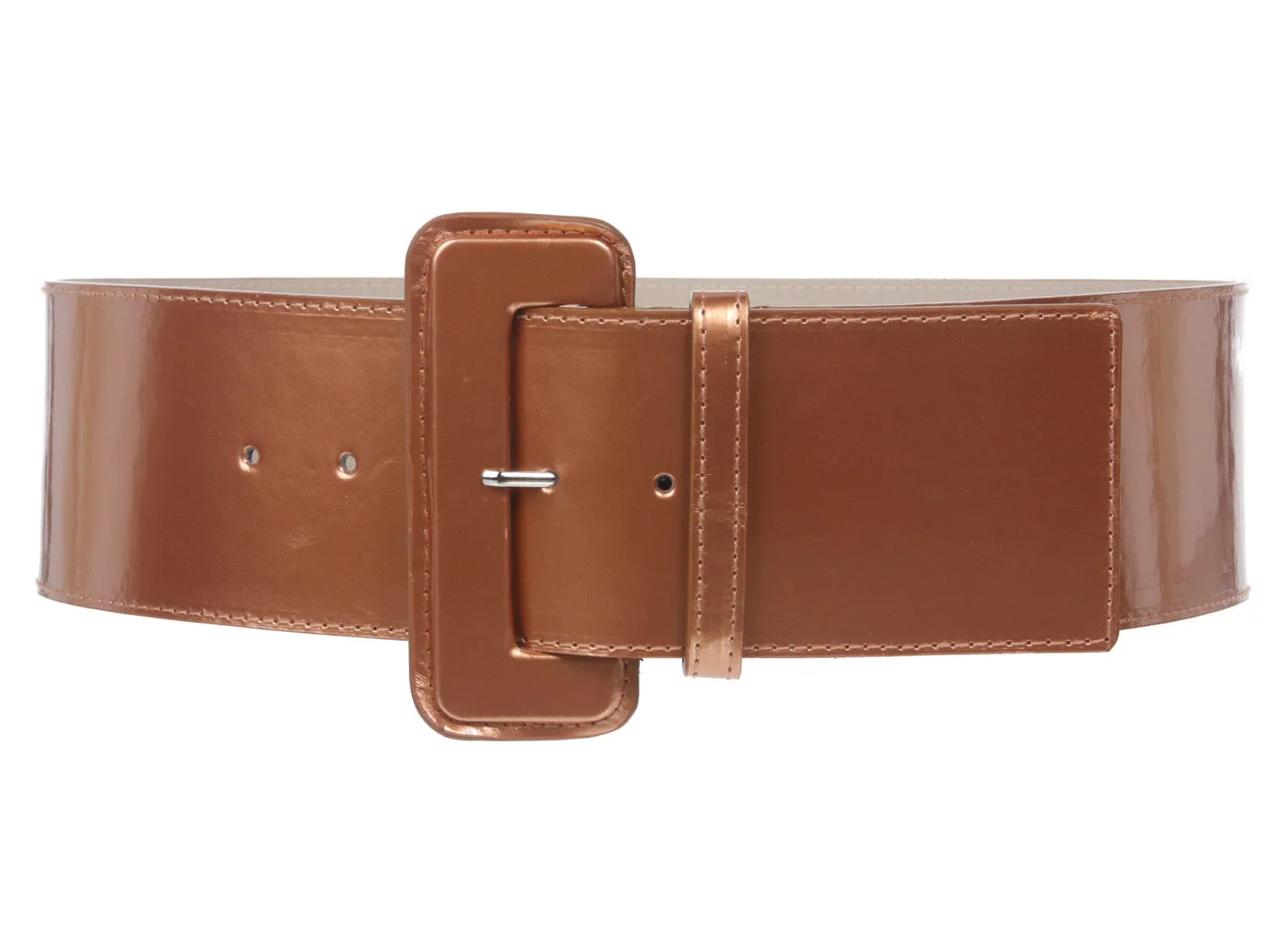 Ladies High Waist Wide Patent Fashion Plain Leather Belt