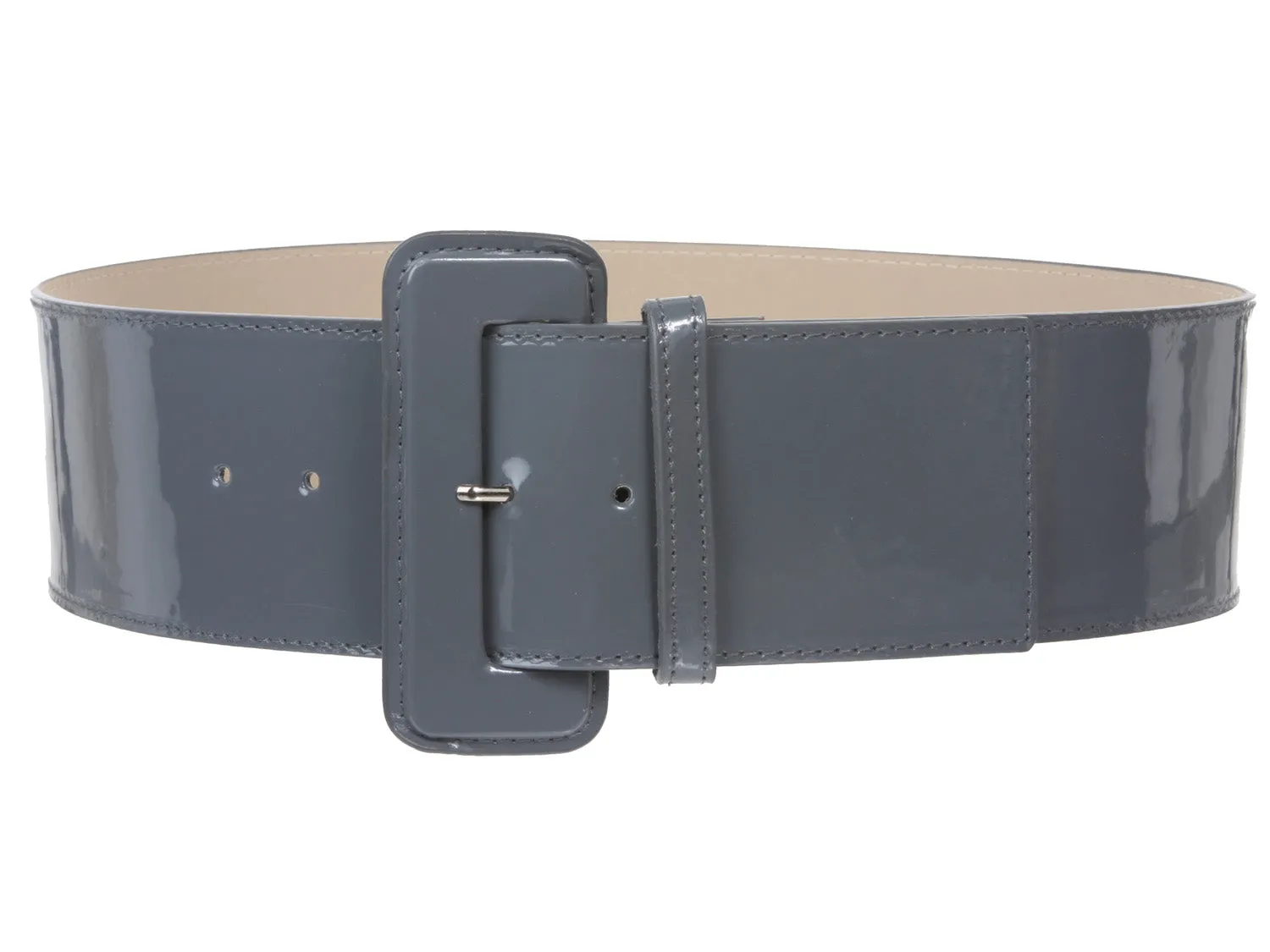 Ladies High Waist Wide Patent Fashion Plain Leather Belt