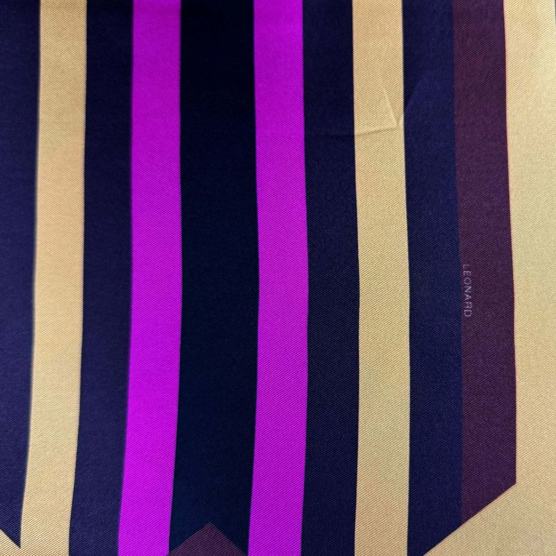 Leonard Paris Scarf Brown Red Purple Stripes - Twill Silk Large Square Scarf