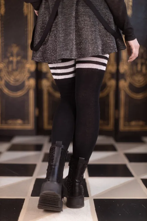 Longer Cotton Top-Striped Extraordinary Thigh High