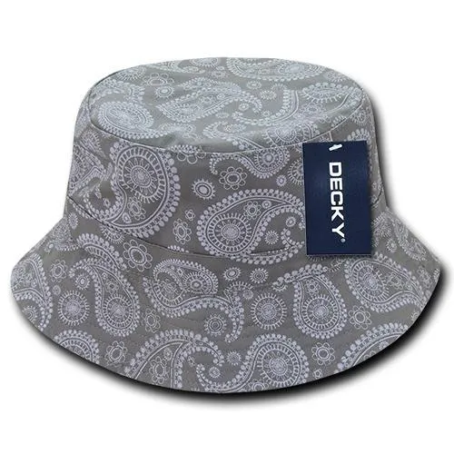 Lot of 12 Decky Paisley Bucket Hats Fisherman Hats Bulk, Bandana Pattern