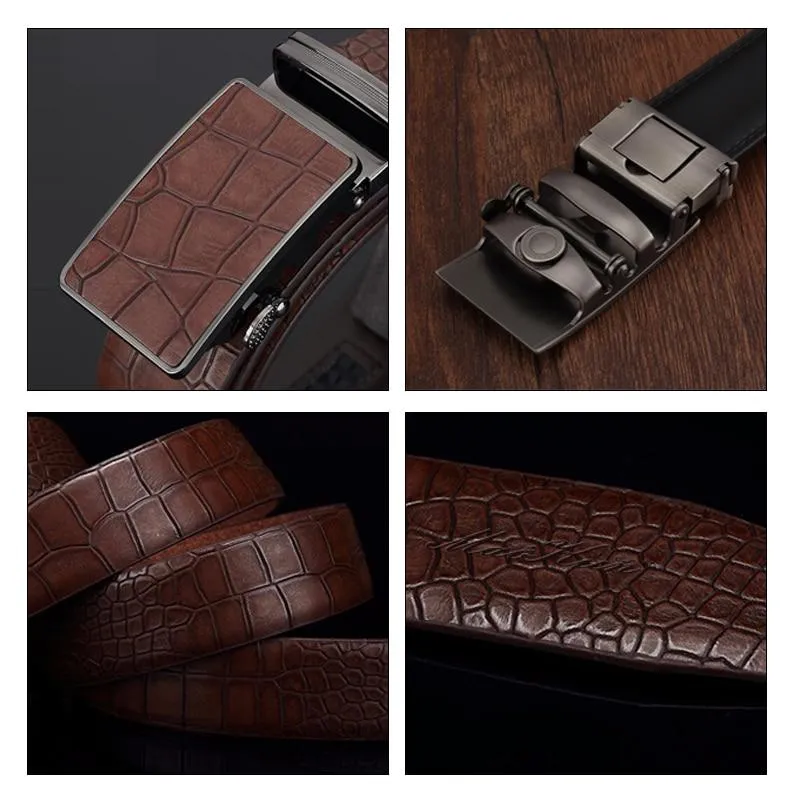 Luxury Crocodile Pattern Leather Belt