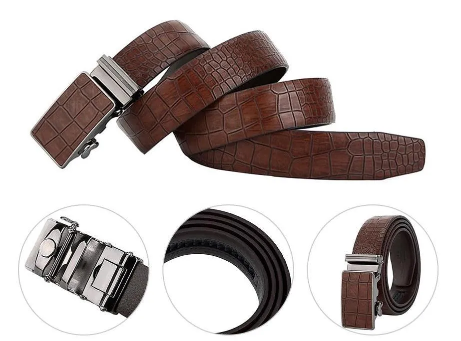 Luxury Crocodile Pattern Leather Belt