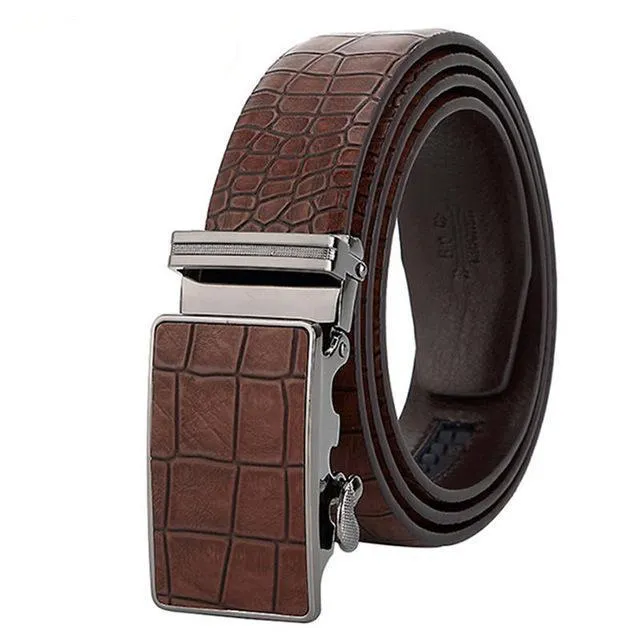 Luxury Crocodile Pattern Leather Belt