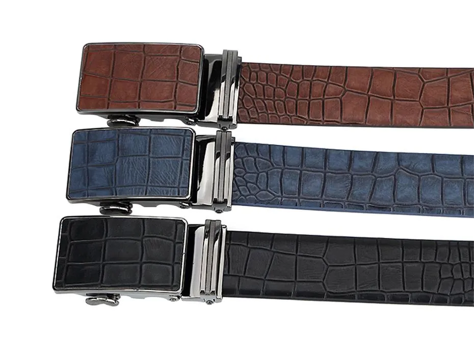 Luxury Crocodile Pattern Leather Belt