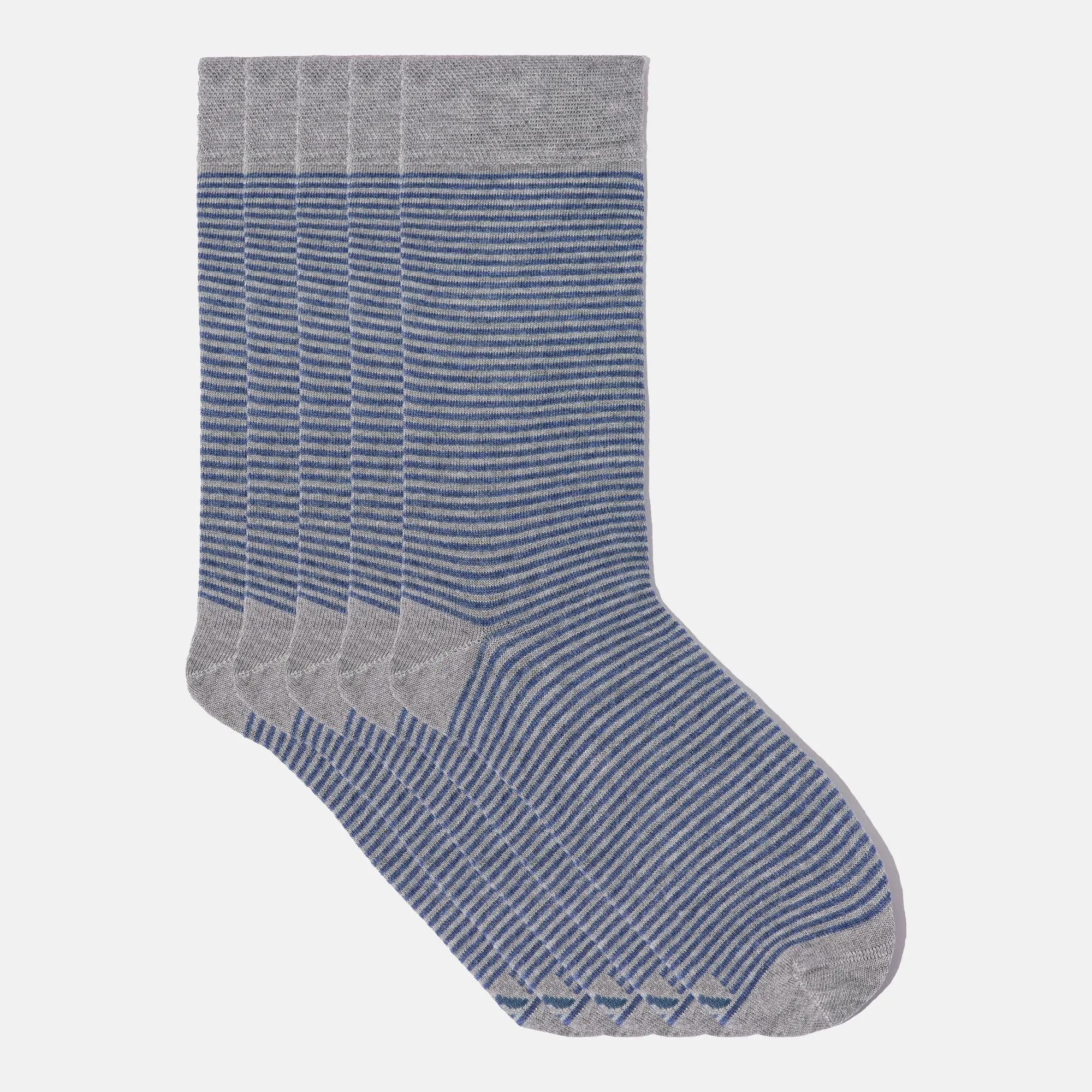 Men's Bamboo Dress Socks • Striped Pack of 1/3/5 Pairs • Pacific Grey