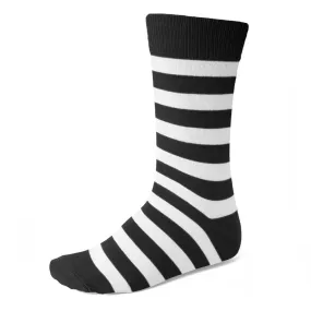 Men's Black and White Striped Socks