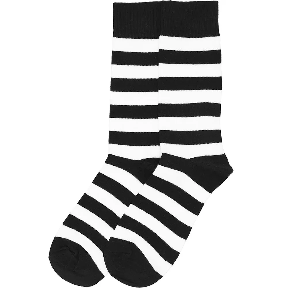 Men's Black and White Striped Socks