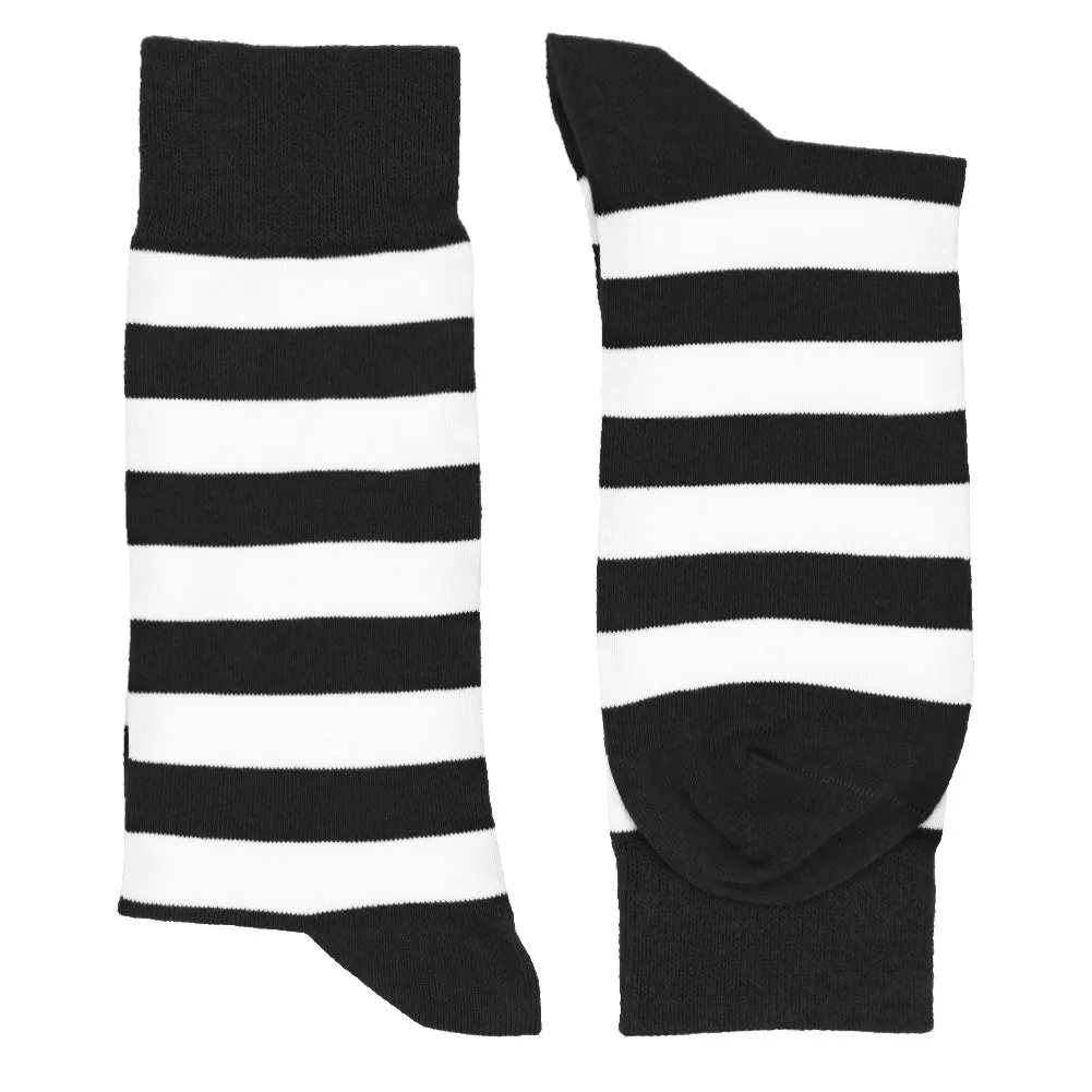 Men's Black and White Striped Socks