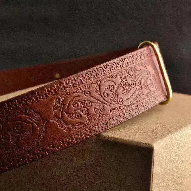 Men's Leisure Leather Belt With Woven Pattern