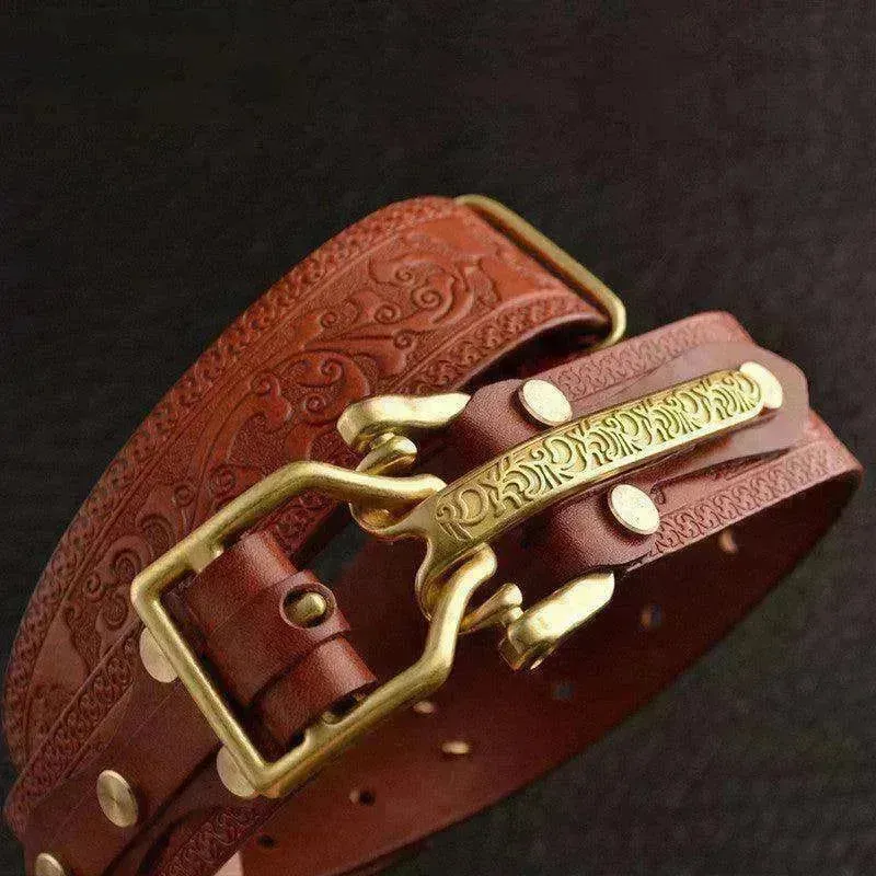 Men's Leisure Leather Belt With Woven Pattern