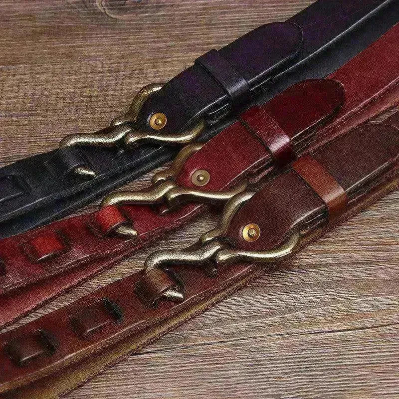 Men's Retro Thick Vegetable Tanned Cowhide Leather Belt