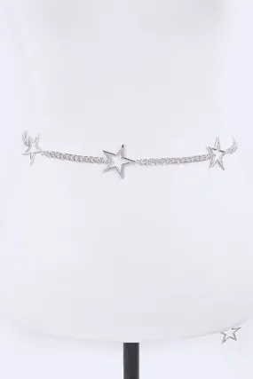 Metal Star Chain Belt in Silver