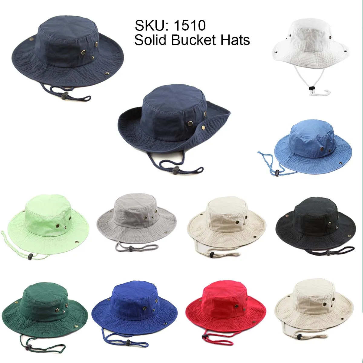 Newhattan 100% Cotton Solid Safari Bucket hats Foldable Unisex