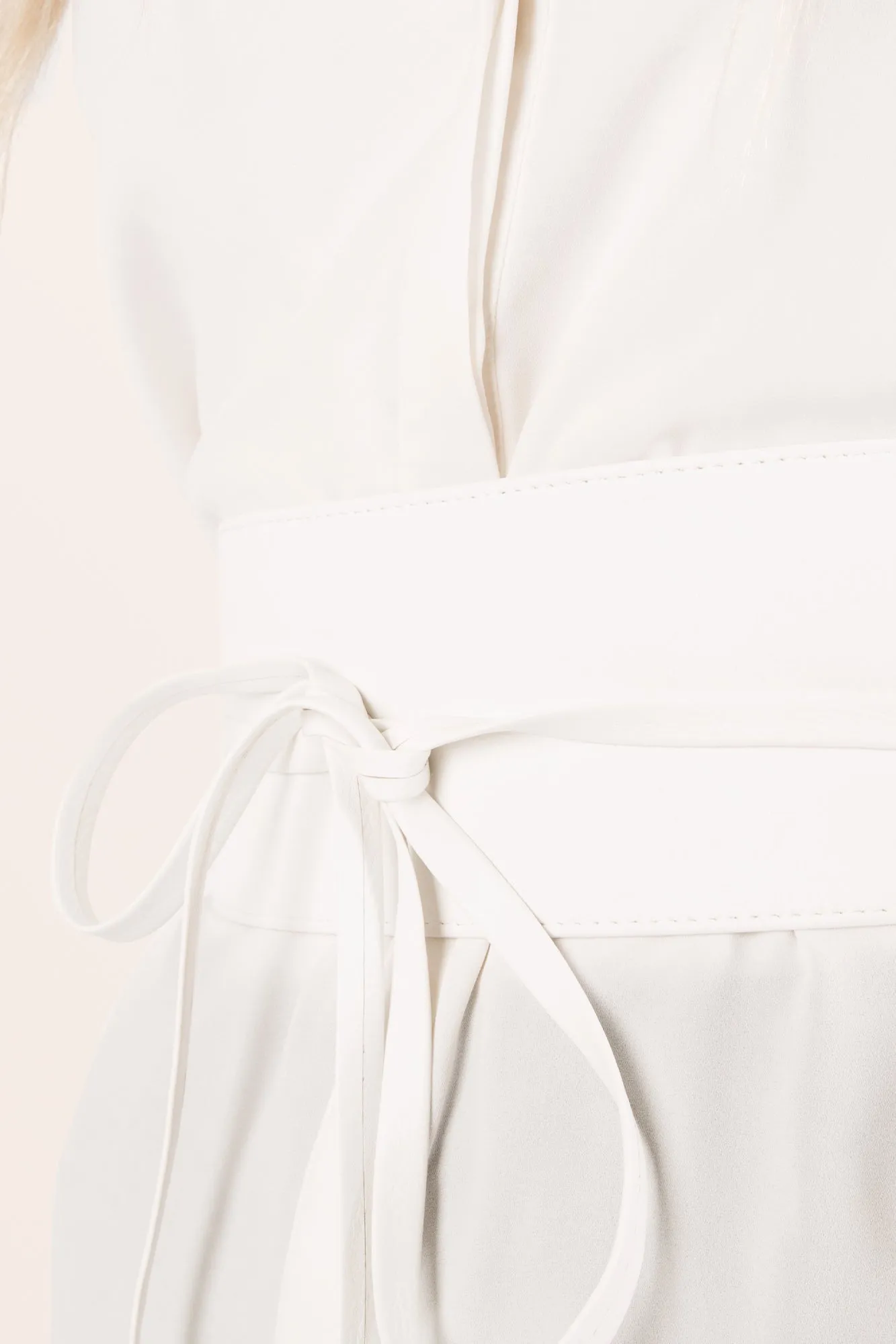 Obi Self Knot Tie Belt - White