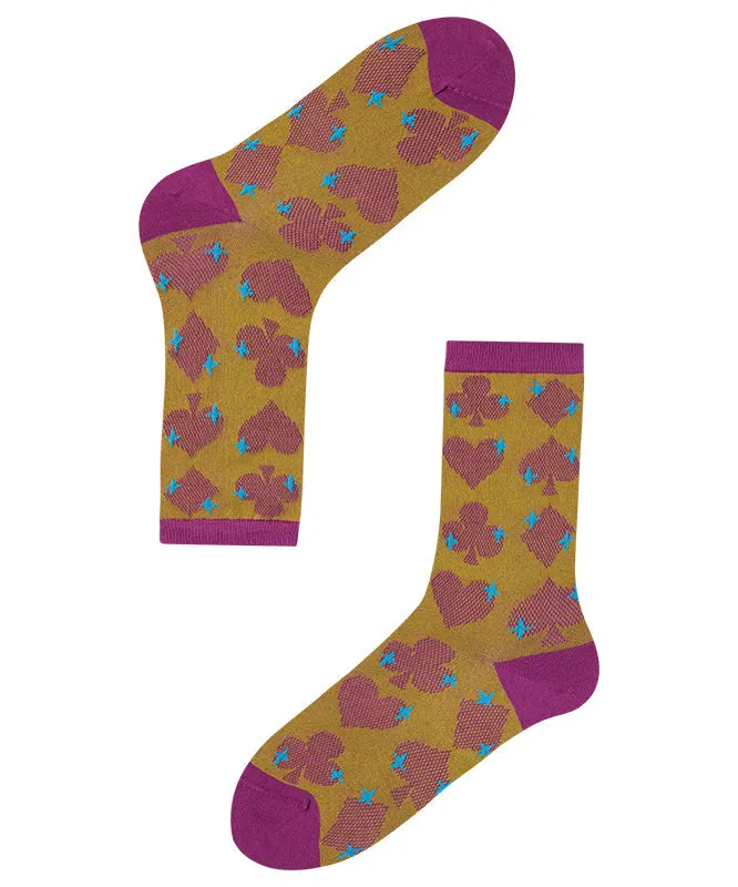 Original Design Purple Heart Print Cotton Mid Calf Socks