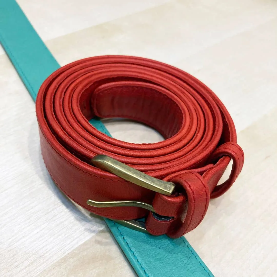 Plus Size Leather Belt - Red