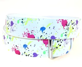 Printed Multicolour Paint Splash White Belt