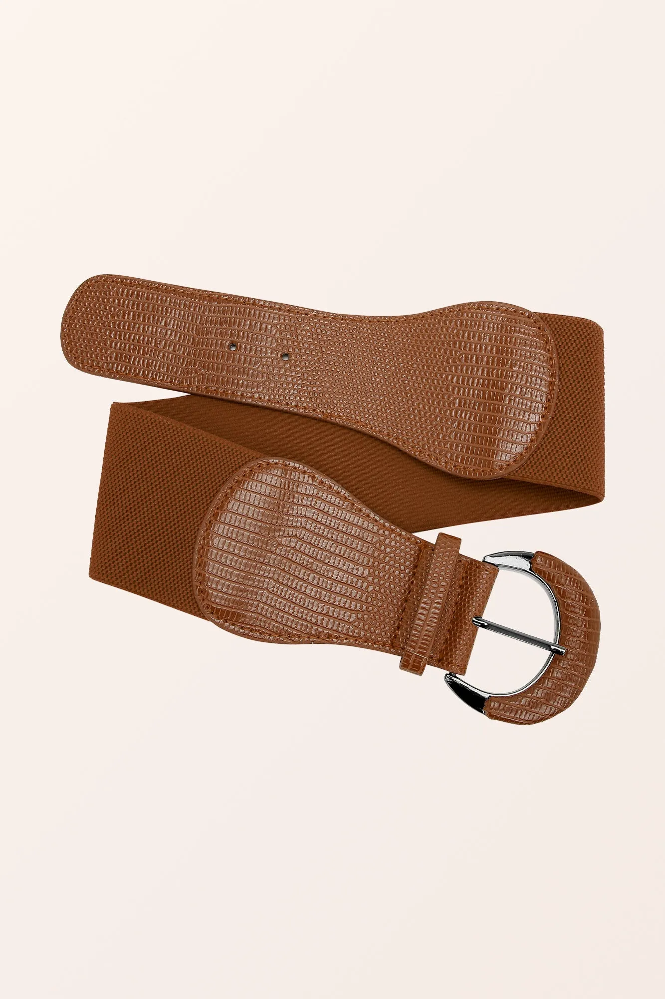 PU Buckle Waist Belt - Brown