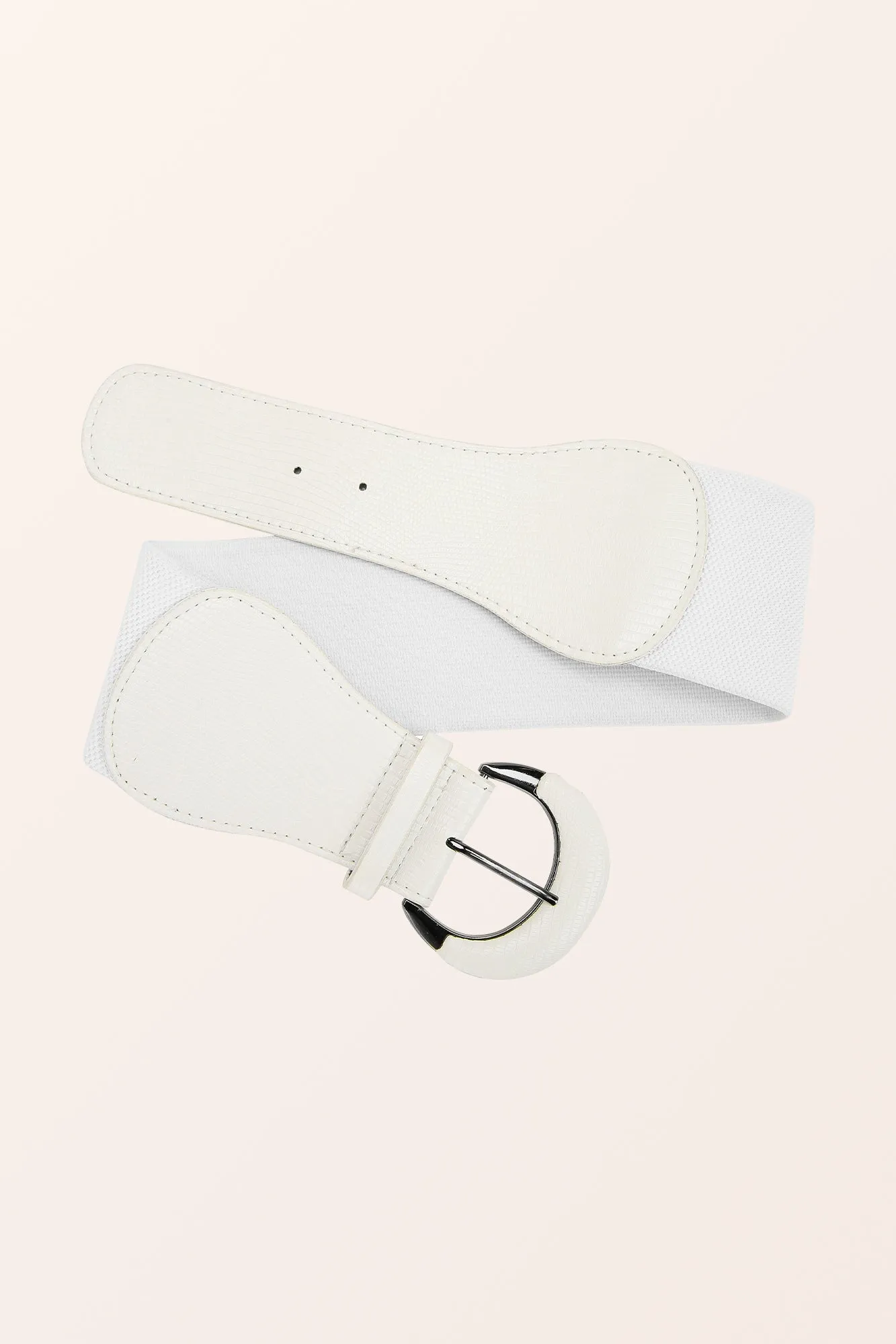 PU Buckle Waist Belt - White