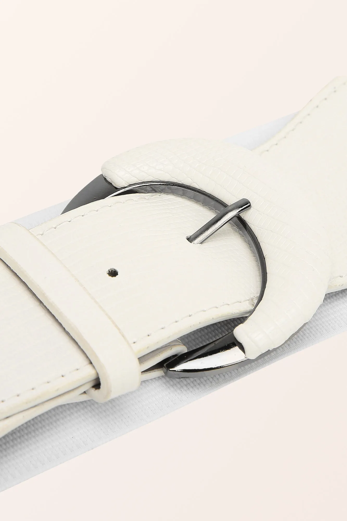 PU Buckle Waist Belt - White