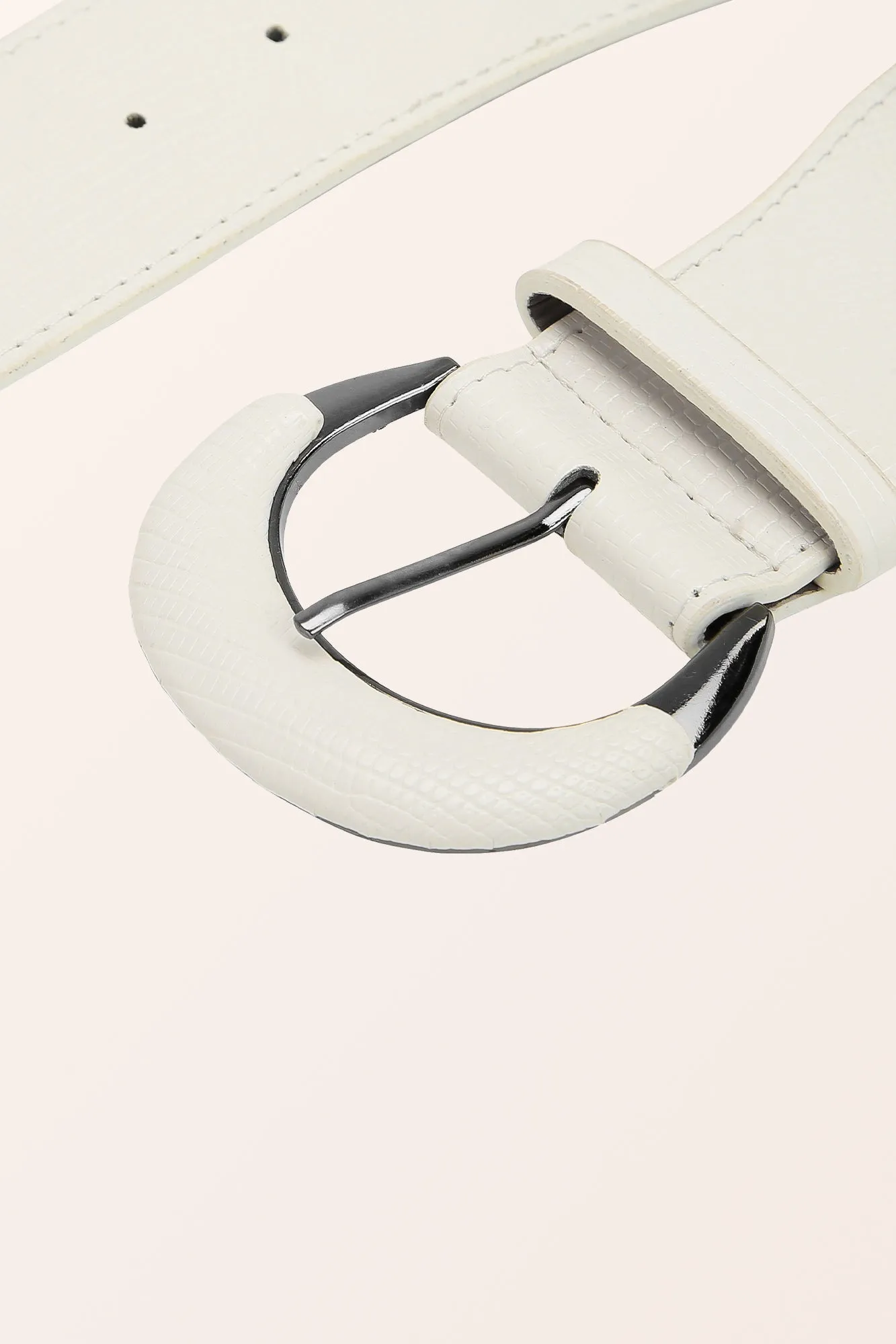 PU Buckle Waist Belt - White