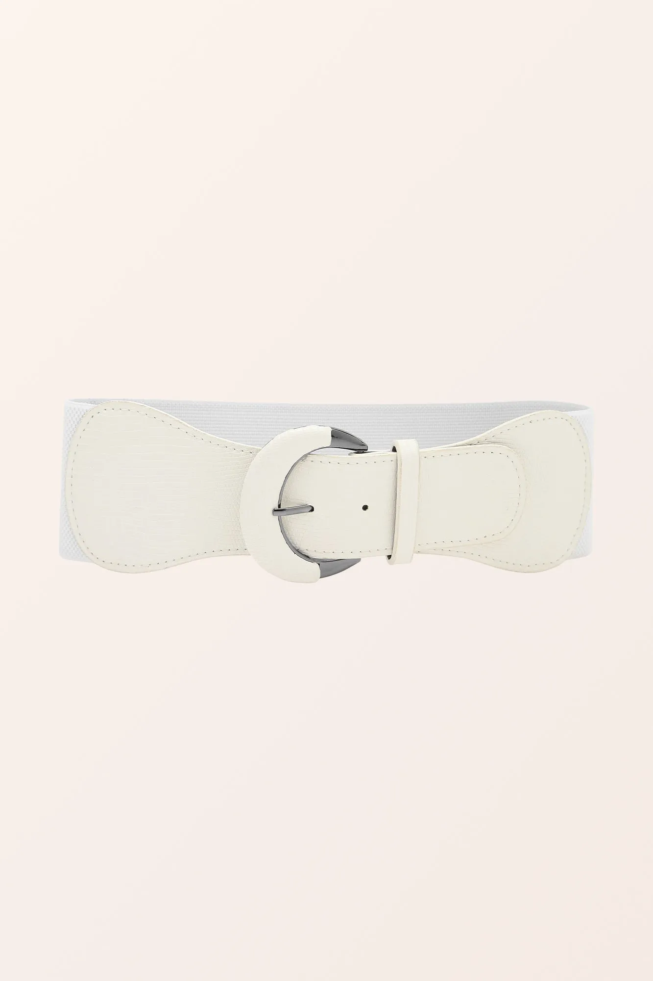 PU Buckle Waist Belt - White