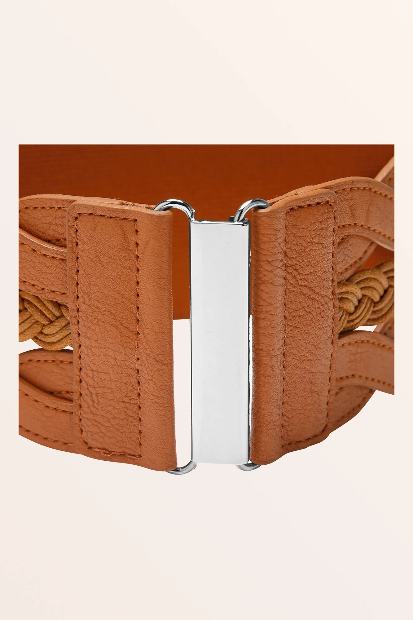 Retro Braided Buckle Belt - Brown