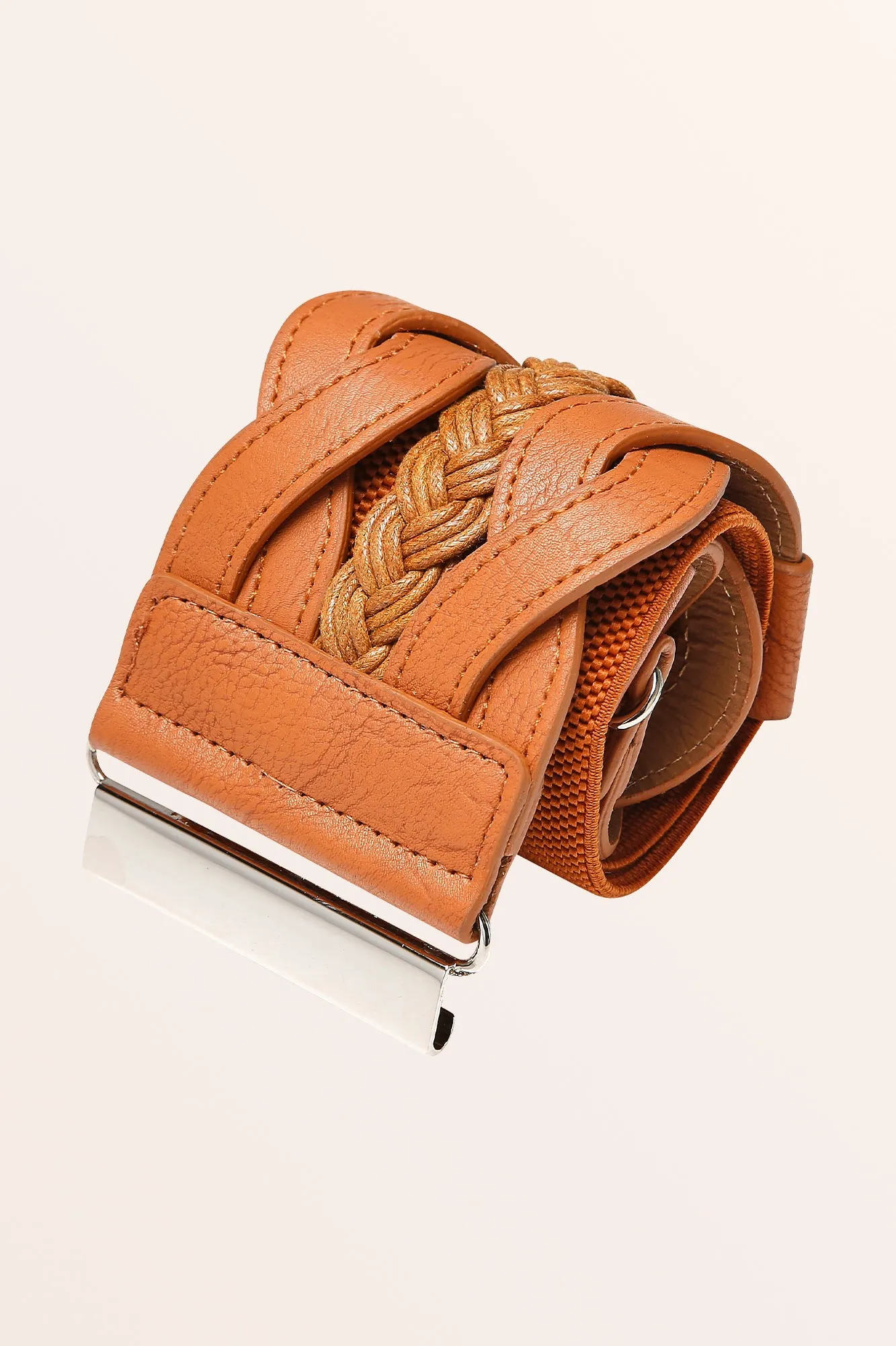 Retro Braided Buckle Belt - Brown