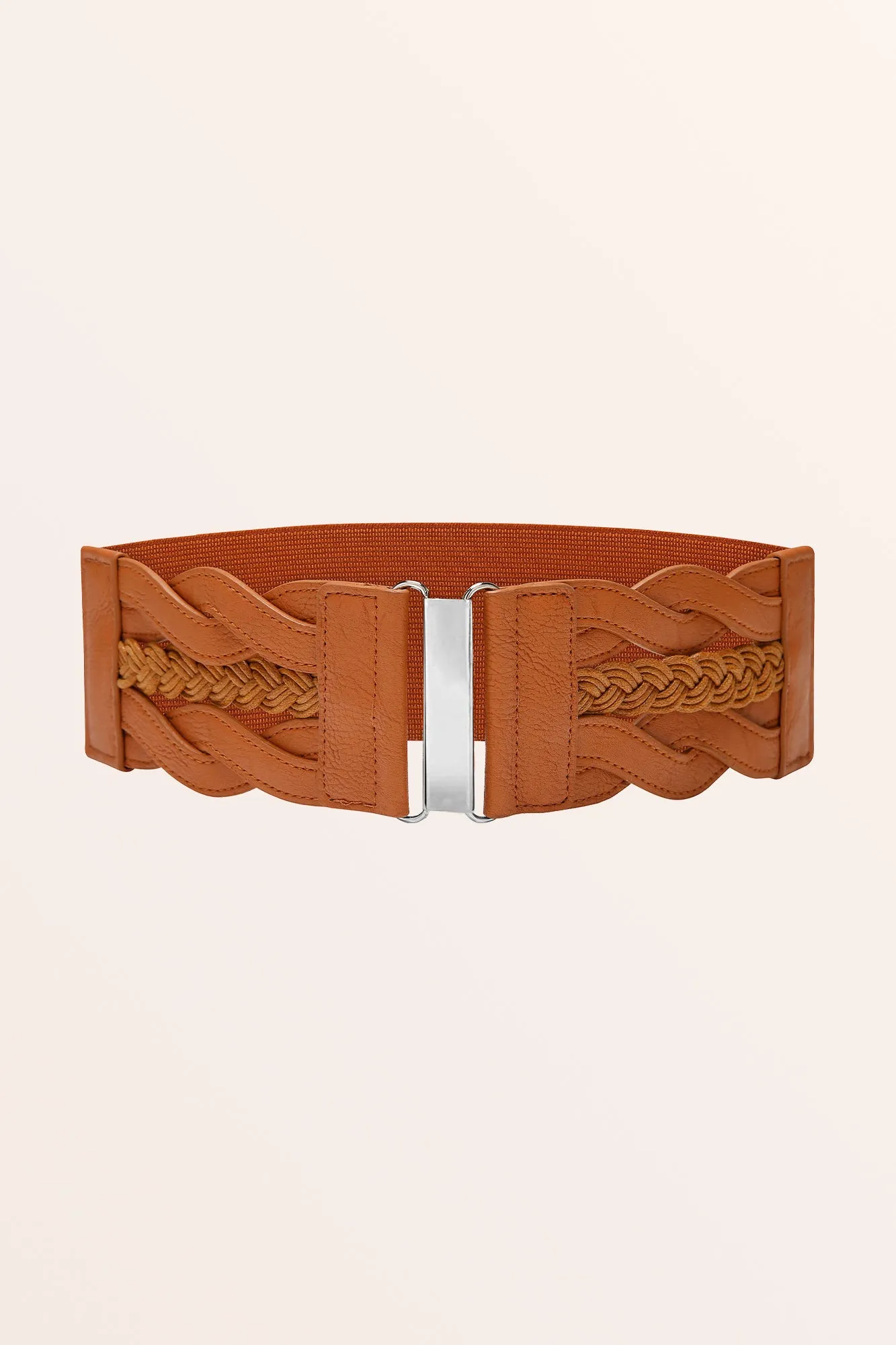 Retro Braided Buckle Belt - Brown