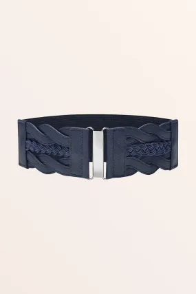 Retro Braided Buckle Belt - Midnight Blue