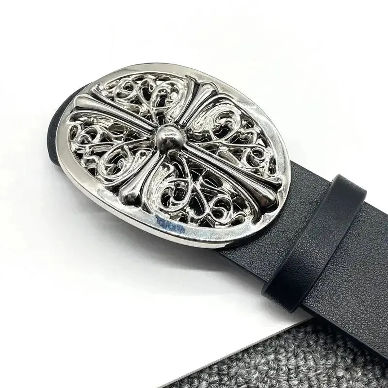 Retro Gothic Cross Buckle Embossed Belt