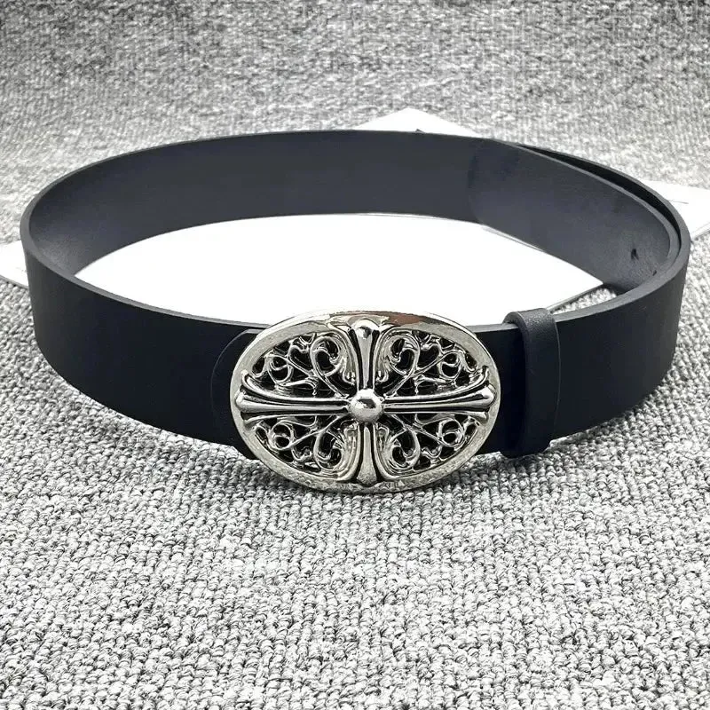 Retro Gothic Cross Buckle Embossed Belt