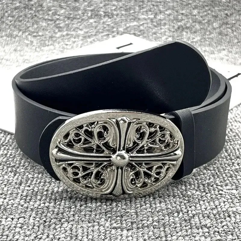 Retro Gothic Cross Buckle Embossed Belt