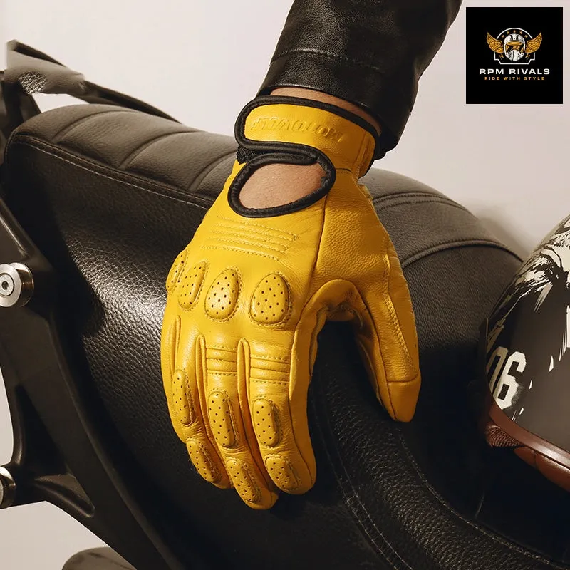 Retro Sheepskin Breathable Leather Motorcycle Gloves Racing Gloves Men's Motocross Winter&Summer Gloves Full/Half-finger gloves