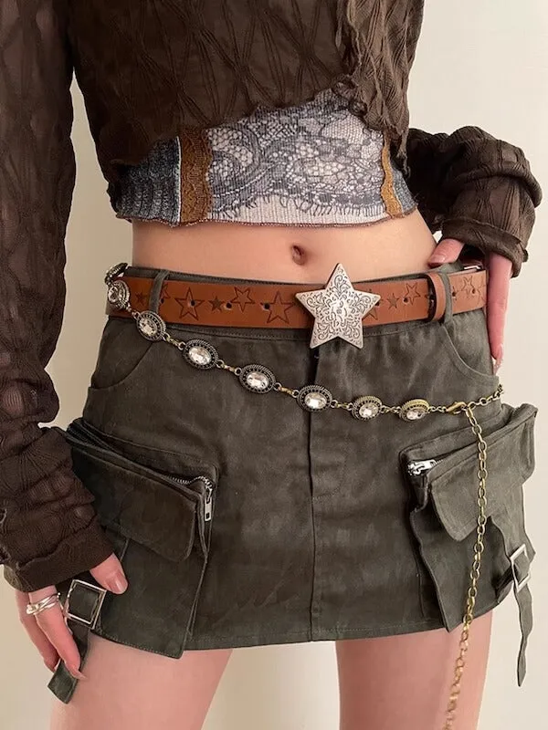 Retro star buckle belt