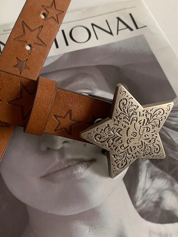 Retro star buckle belt