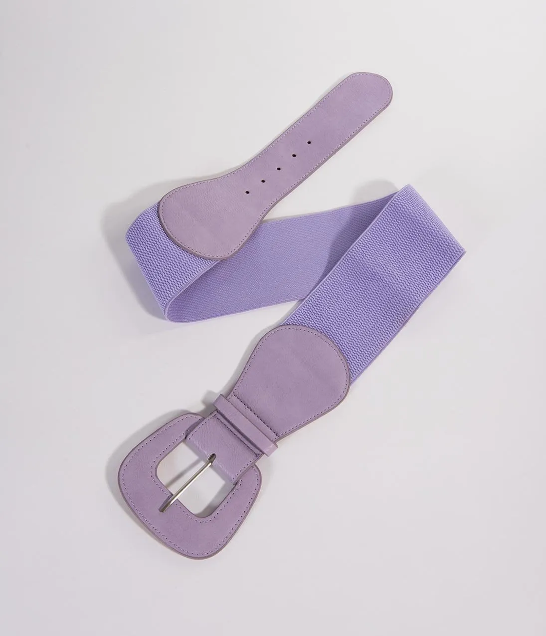 Retro Style Light Purple Leatherette Wide Elastic Cinch Belt