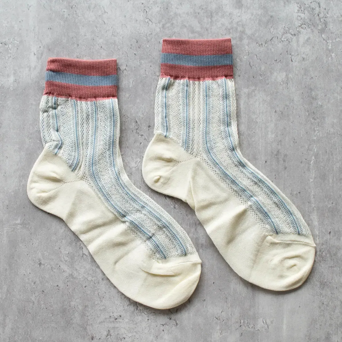 Socks | Mesh Striped Cream