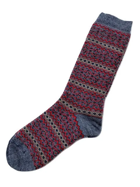 Tey-Art Alhambra Striped Alpaca Socks- Charcoal