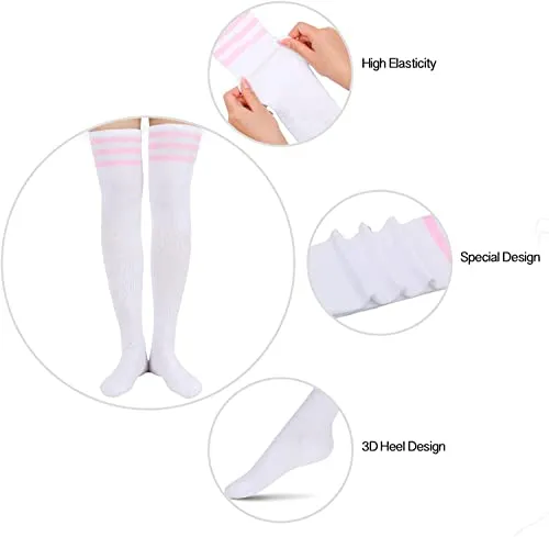 Thigh High Striped Long Socks, Slim Leg Stockings, Fashion Women's Knee High Socks, Over the Knee Socks