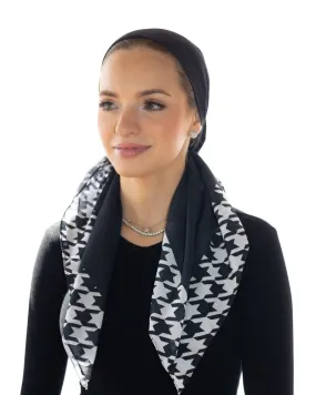 Tie Ur Knot Black With Houndstooth Border Triangle with Full Non Slip Grip