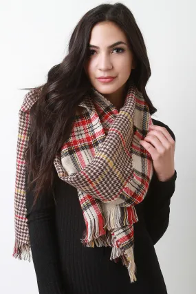 Two Sided Houndstooth Shepherd Checkered Scarf