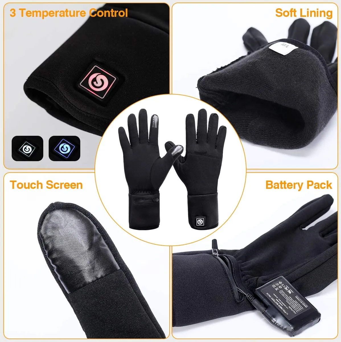 Unisex Rechargeable Battery Powered Electric Heating Glove for Winter Outdoor SDW01