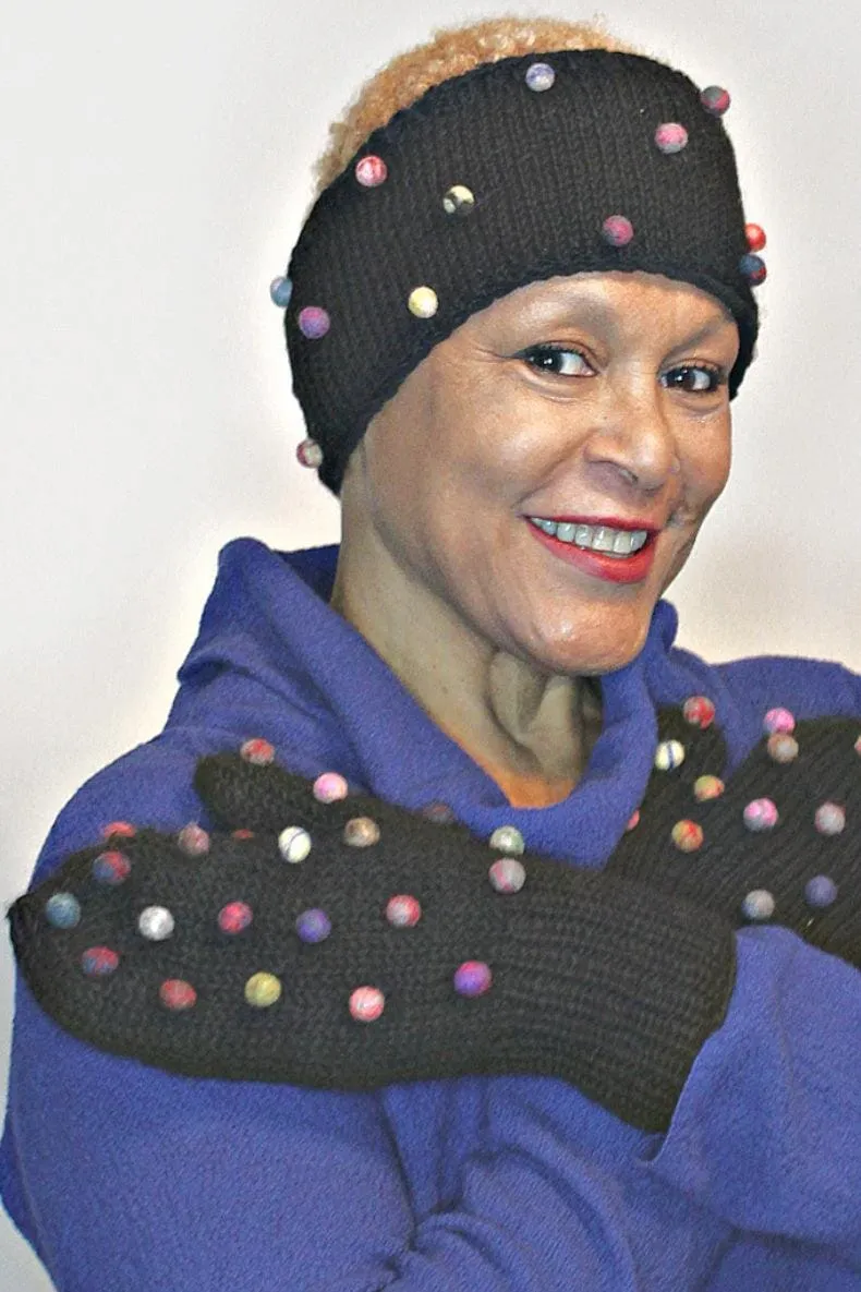 Wool Mitts with Felted Balls